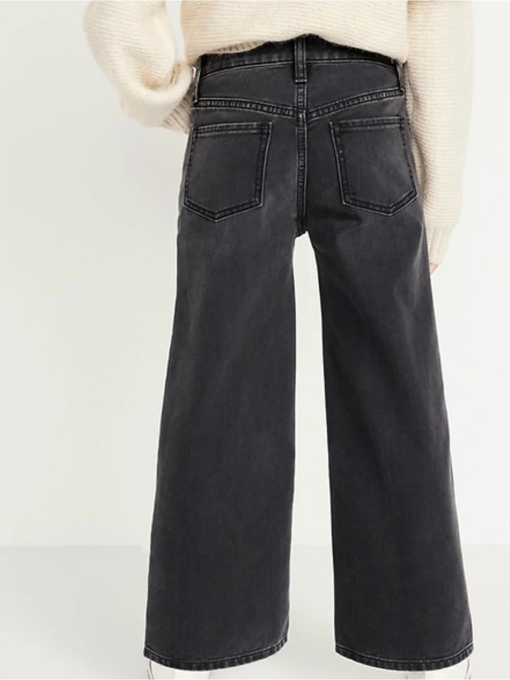 Girls Wide Leg Jeans Size 12 Faded Black